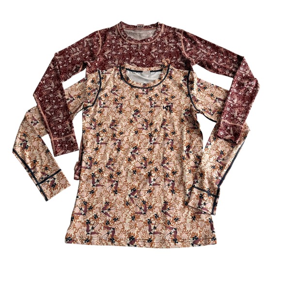 Kari Traa Tops - Kari Traa Lot of 2 Fryd Bird Print Performance Crew Neck Baselayer Shirts M